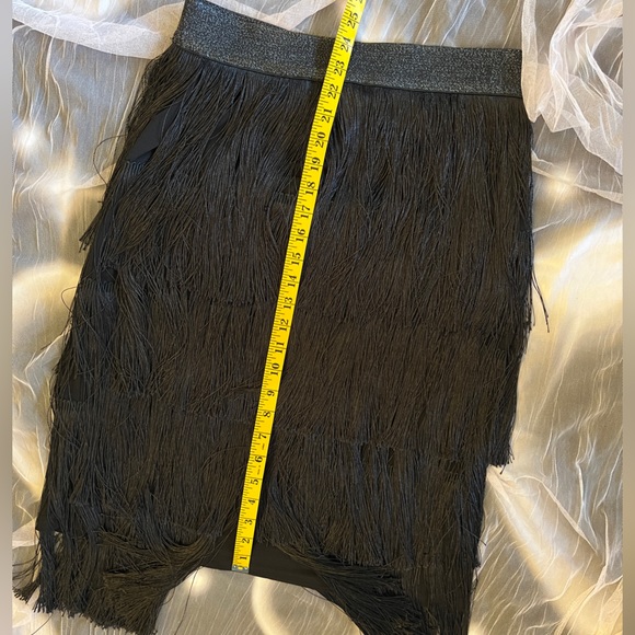 Mare Mare x Anthropologie Fringe Tiered Midi Skirt with Glitter Waistband Size M - Picture 7 of 8